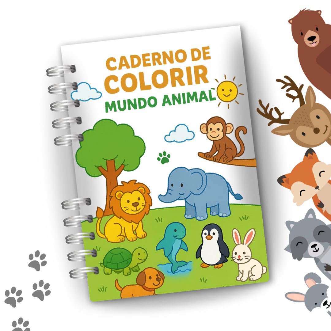 Caderno de Colorir Mundo Animal